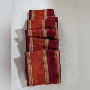 Set of 6 Dining Napkins, 20x20 Inches, 100% Cotton, Red & Orange Artisan Design